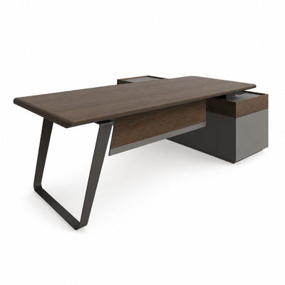 Escritorio de Oficina Módulo - VERSA PIANNO - Credenza Lateral con Cajonera y Puertas - PI-100IN - VERSA - NOGAL BEAT - Escritorio de Oficina