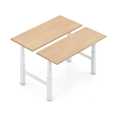 Escritorio de Oficina Trabajo Estructura Metálica Leva Doble - VERSA LEVA - Estructura Blanco - 140 × 70 cm - Ajuste Eléctrico de Ancho y Altura - LV-520 - VERSA - NOGAL BEAT - Escritorio de Oficina