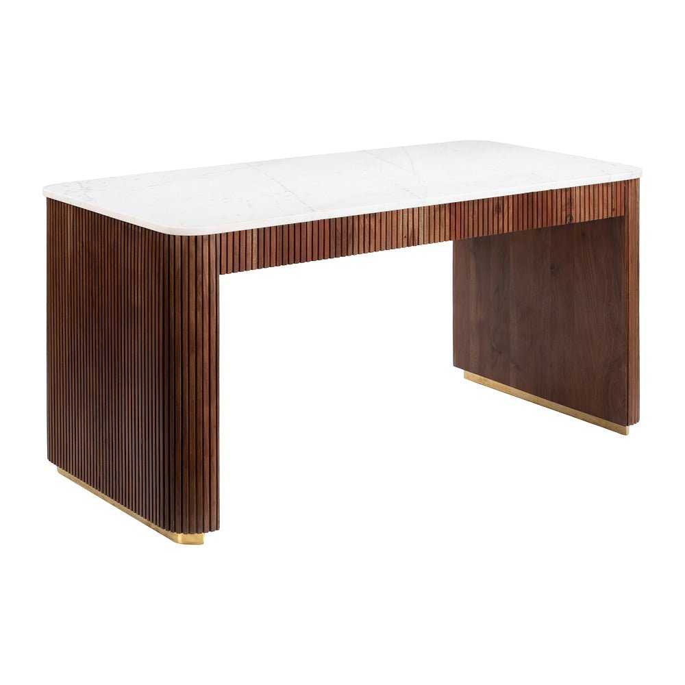 Escritorio para Área Administrativa - ZUO OBEAH - Varios Colores - Cubierta de Mármol Natural y Estructura de Acacia Maciza - 111148 - Zuo - NOGAL BEAT - Escritorio de Oficina