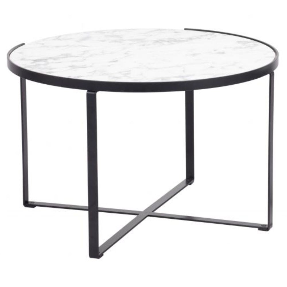 JUEGO DE MESA NOGAL BEAT BRIOCHE | Mesa de Centro Ocasional Decorativa | Estructura Acero Negro | Blanco | MDF de Mármol Sintético | Interior - 109275 - Zuo - NOGAL BEAT - Mesas