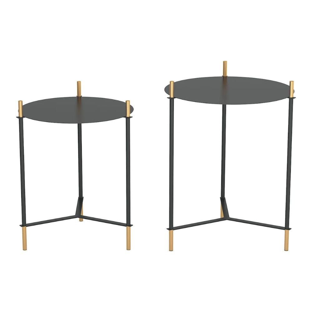 JUEGO DE MESA NOGAL BEAT JERRY | Mesa Auxiliar Ocasional Decorativa | Negro | Acero con Recubrimiento en Polvo | Interior - 101471 - Zuo - NOGAL BEAT - Mesas