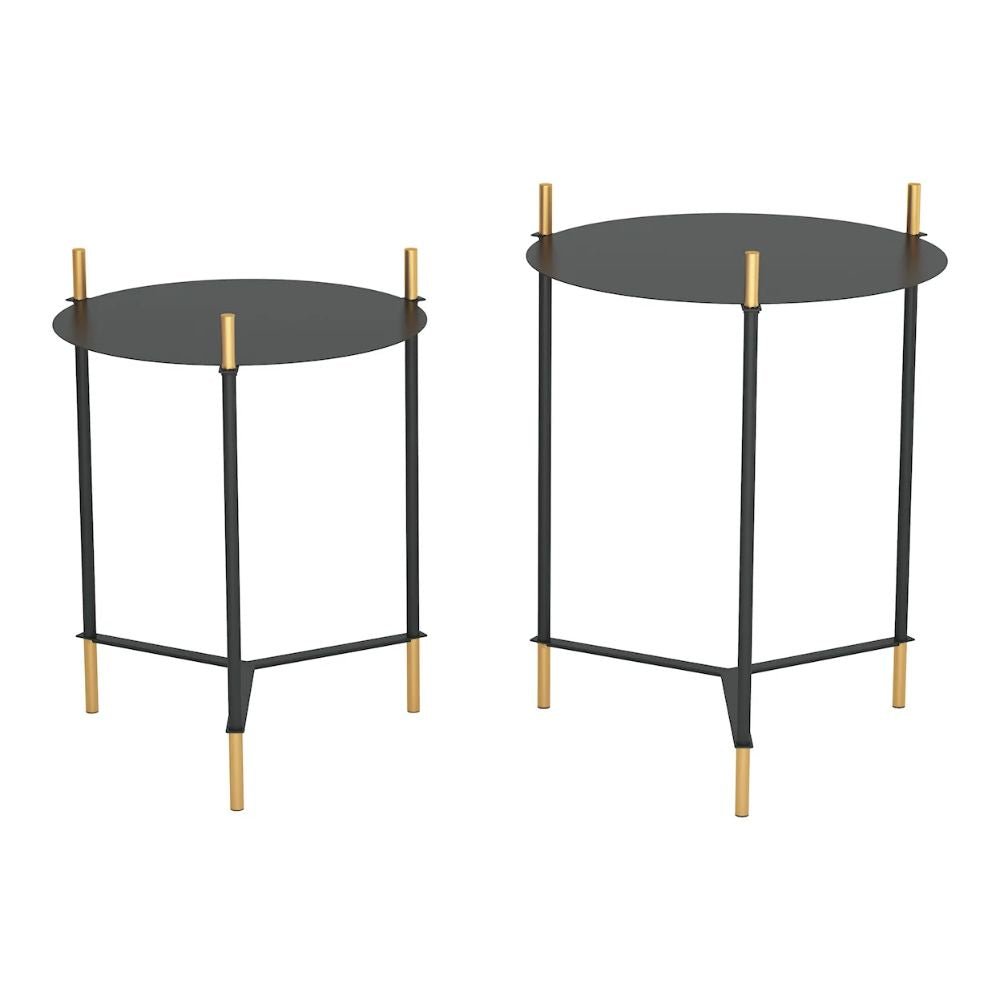 JUEGO DE MESA NOGAL BEAT JERRY | Mesa Auxiliar Ocasional Decorativa | Negro | Acero con Recubrimiento en Polvo | Interior - 101471 - Zuo - NOGAL BEAT - Mesas