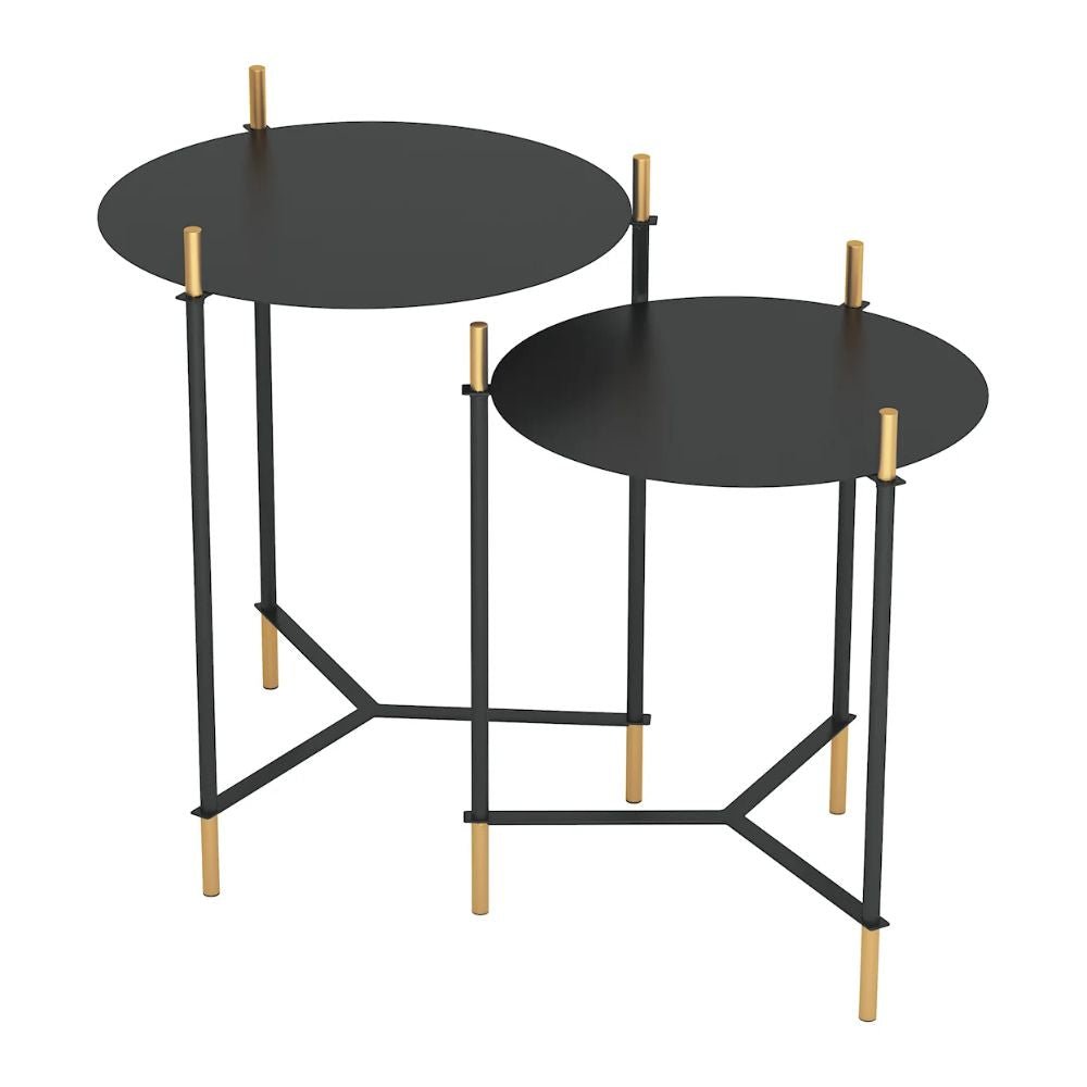 JUEGO DE MESA NOGAL BEAT JERRY | Mesa Auxiliar Ocasional Decorativa | Negro | Acero con Recubrimiento en Polvo | Interior - 101471 - Zuo - NOGAL BEAT - Mesas