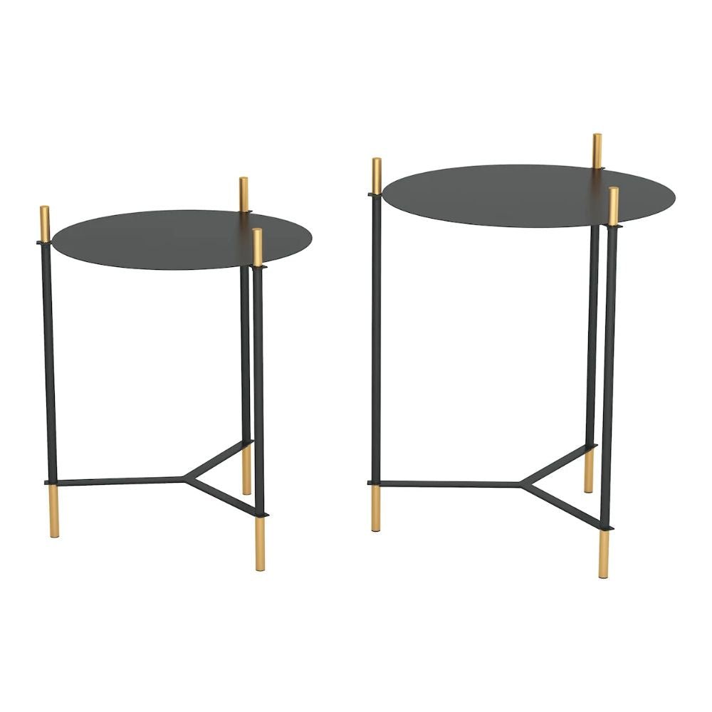 JUEGO DE MESA NOGAL BEAT JERRY | Mesa Auxiliar Ocasional Decorativa | Negro | Acero con Recubrimiento en Polvo | Interior - 101471 - Zuo - NOGAL BEAT - Mesas