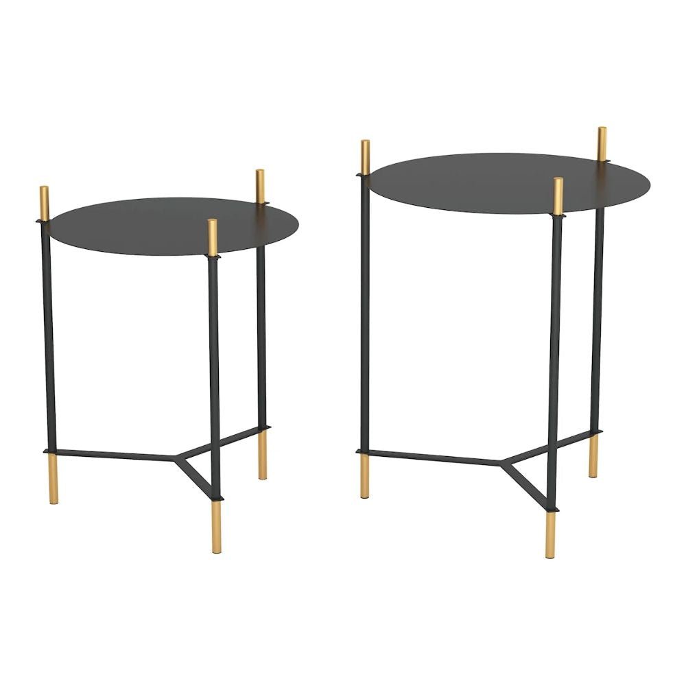 JUEGO DE MESA NOGAL BEAT JERRY | Mesa Auxiliar Ocasional Decorativa | Negro | Acero con Recubrimiento en Polvo | Interior - 101471 - Zuo - NOGAL BEAT - Mesas