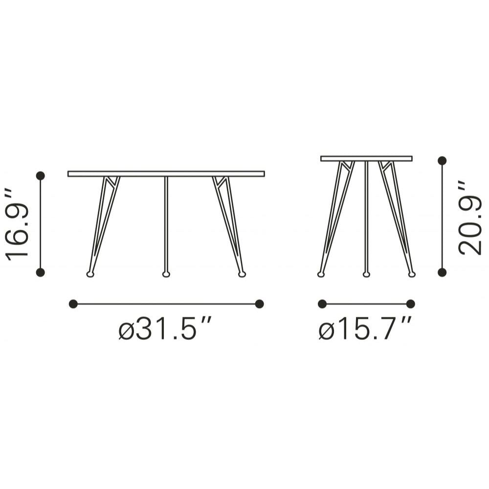 JUEGO DE MESA NOGAL BEAT KERRIS | Mesa de Centro Ocasional | Estructura Acero Negro | Gris | MDF de Hormigón Sintético | Interior - 109232 - Zuo - NOGAL BEAT - Mesas