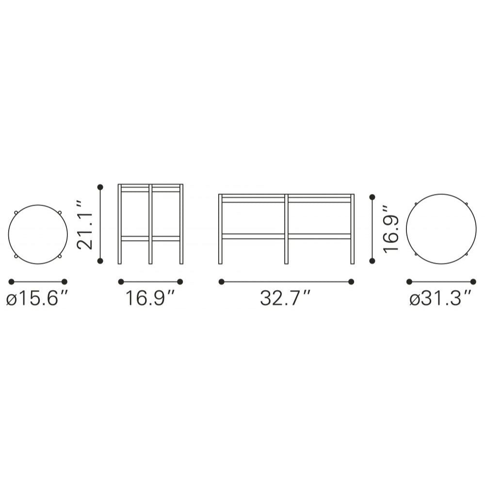 JUEGO DE MESA NOGAL BEAT MALO | Mesa de Centro Ocasional | Estructura Acero Negro | Gris | MDF de Hormigón Sintético | Interior - 109231 - Zuo - NOGAL BEAT - Mesas