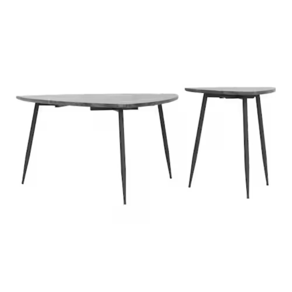 JUEGO DE MESA NOGAL BEAT NORMANDY | Mesa de Centro Ocasional Decorativa | Estructura Acero | Gris | MDF de Hormigón Sintético | Interior - 101883 - Zuo - NOGAL BEAT - Mesas