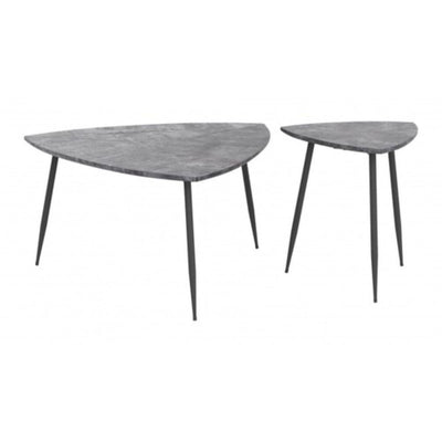 JUEGO DE MESA NOGAL BEAT NORMANDY | Mesa de Centro Ocasional Decorativa | Estructura Acero | Gris | MDF de Hormigón Sintético | Interior - 101883 - Zuo - NOGAL BEAT - Mesas