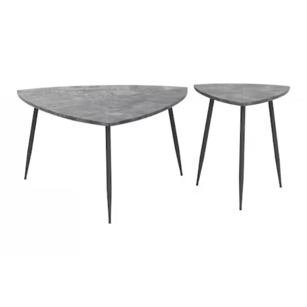 JUEGO DE MESA NOGAL BEAT NORMANDY | Mesa de Centro Ocasional Decorativa | Estructura Acero | Gris | MDF de Hormigón Sintético | Interior - 101883 - Zuo - NOGAL BEAT - Mesas