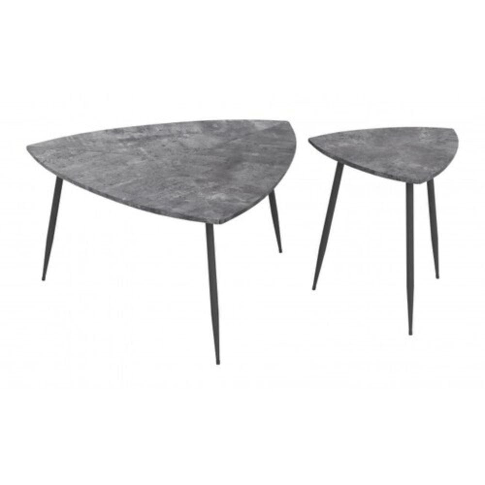 JUEGO DE MESA NOGAL BEAT NORMANDY | Mesa de Centro Ocasional Decorativa | Estructura Acero | Gris | MDF de Hormigón Sintético | Interior - 101883 - Zuo - NOGAL BEAT - Mesas