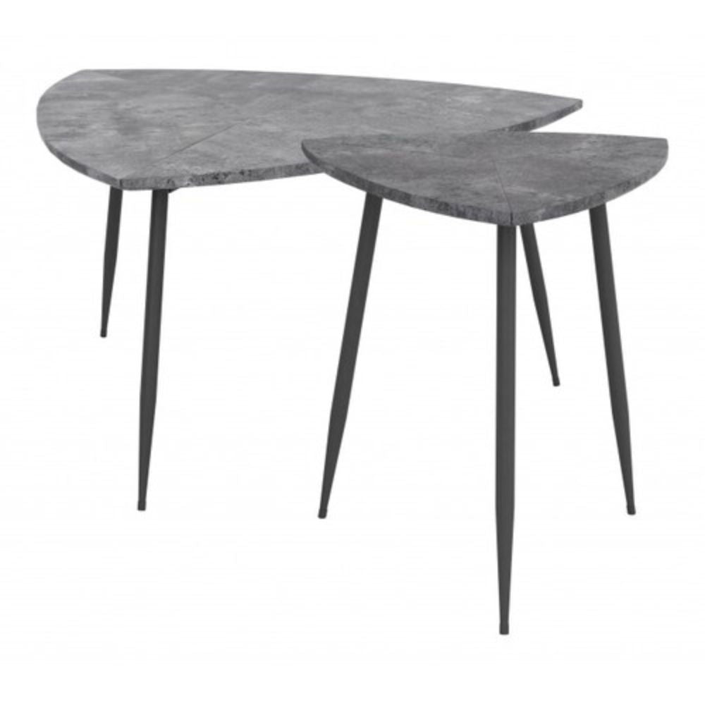 JUEGO DE MESA NOGAL BEAT NORMANDY | Mesa de Centro Ocasional Decorativa | Estructura Acero | Gris | MDF de Hormigón Sintético | Interior - 101883 - Zuo - NOGAL BEAT - Mesas