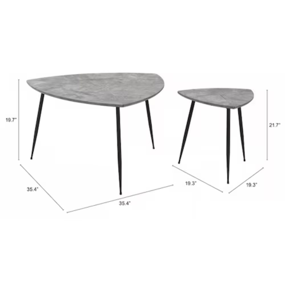 JUEGO DE MESA NOGAL BEAT NORMANDY | Mesa de Centro Ocasional Decorativa | Estructura Acero | Gris | MDF de Hormigón Sintético | Interior - 101883 - Zuo - NOGAL BEAT - Mesas