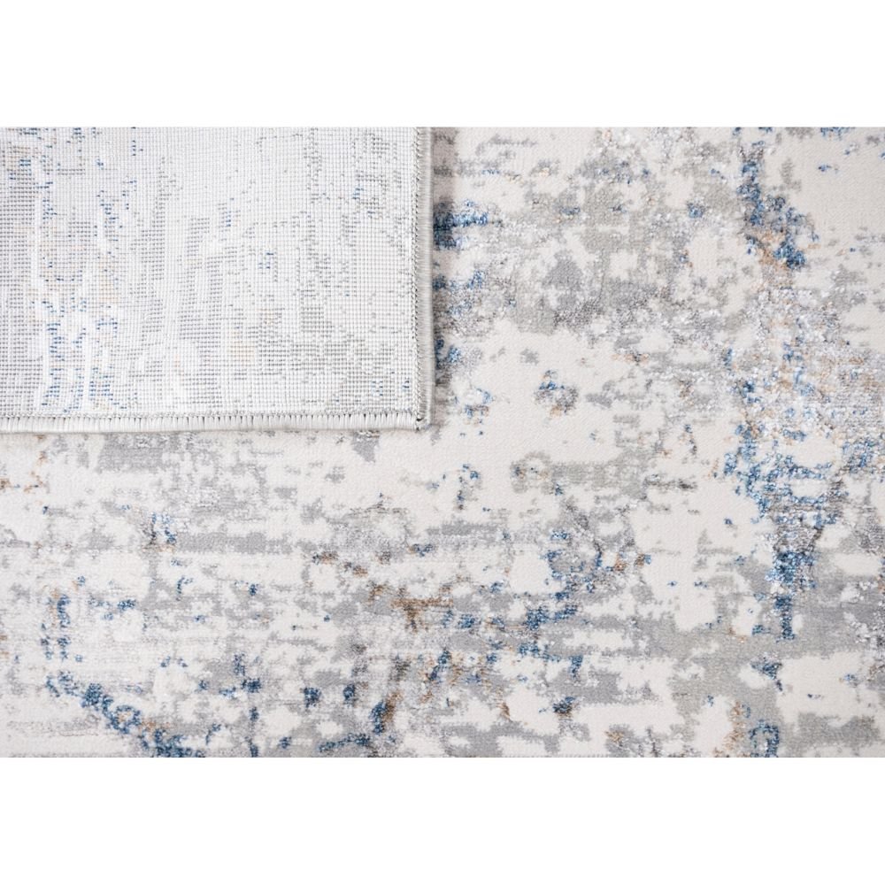 Tapete decorativo colección Adara T2255 rectangular en poliéster color crema azul