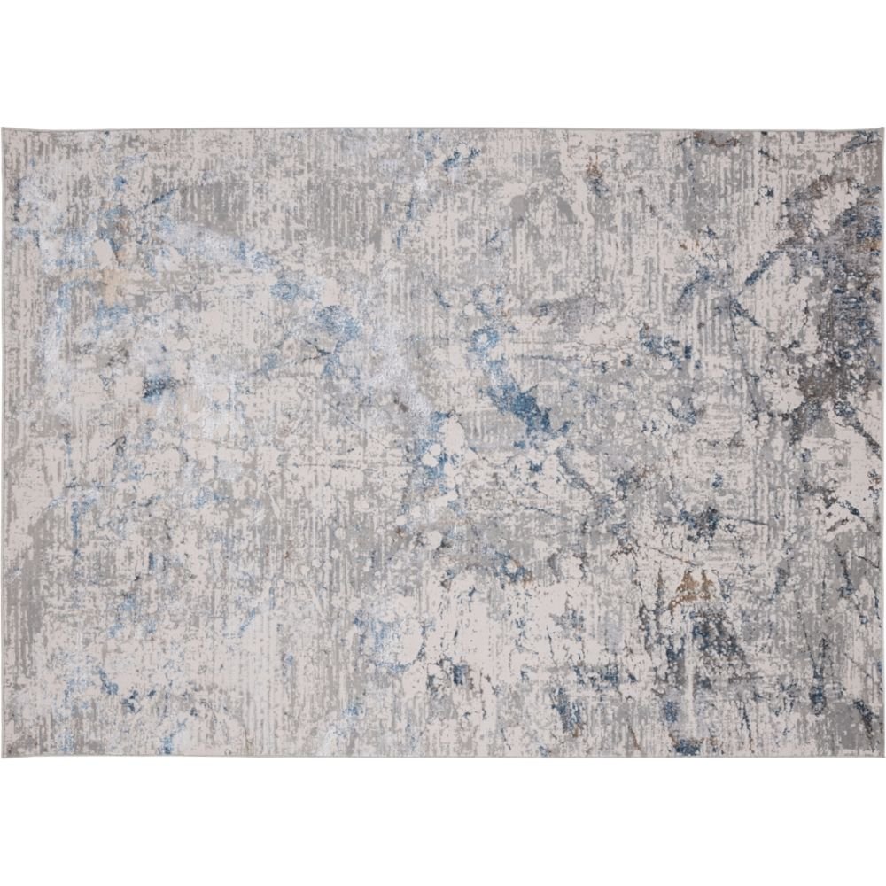 Tapete decorativo colección Adara T2255 rectangular en poliéster color crema azul