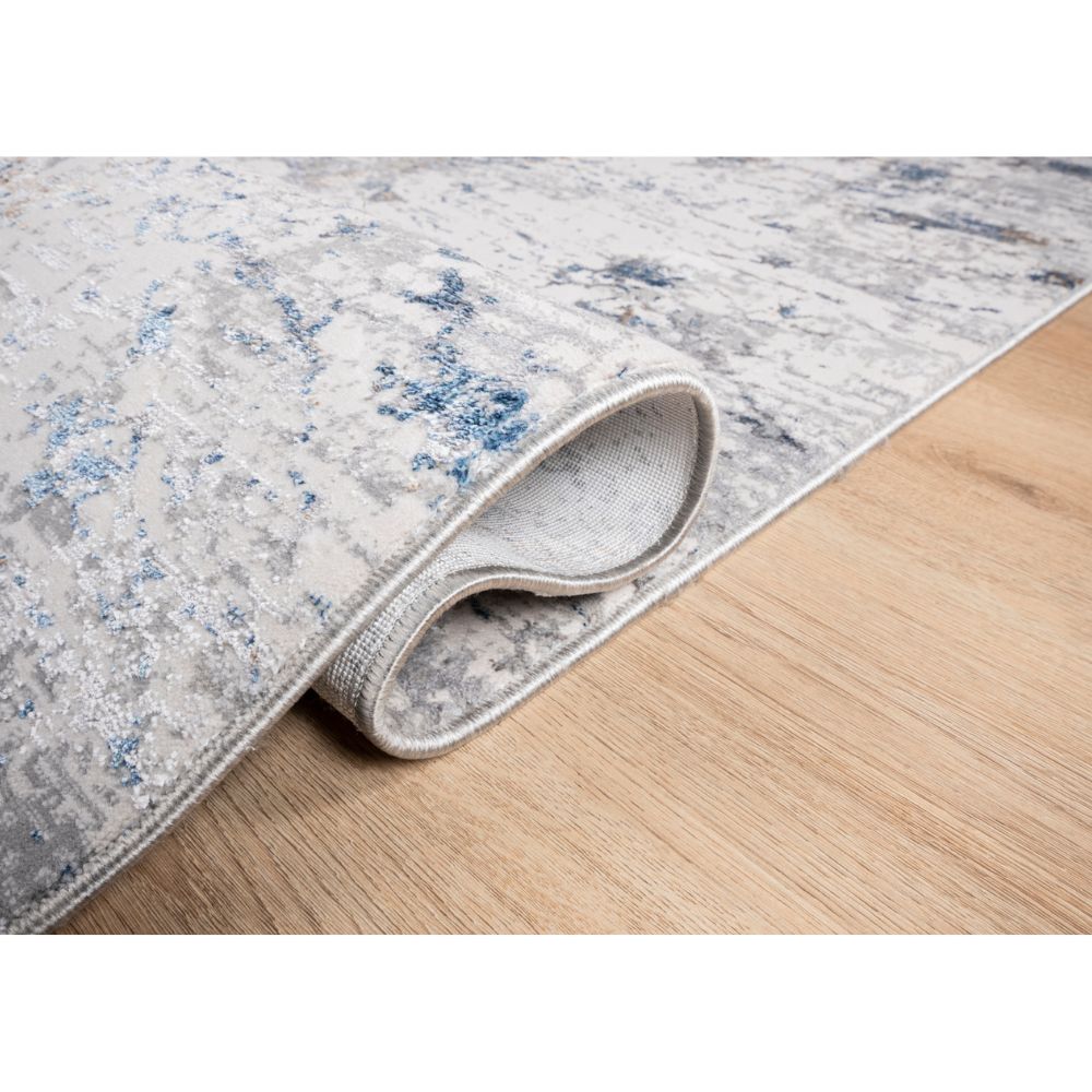 Tapete decorativo colección Adara T2255 rectangular en poliéster color crema azul