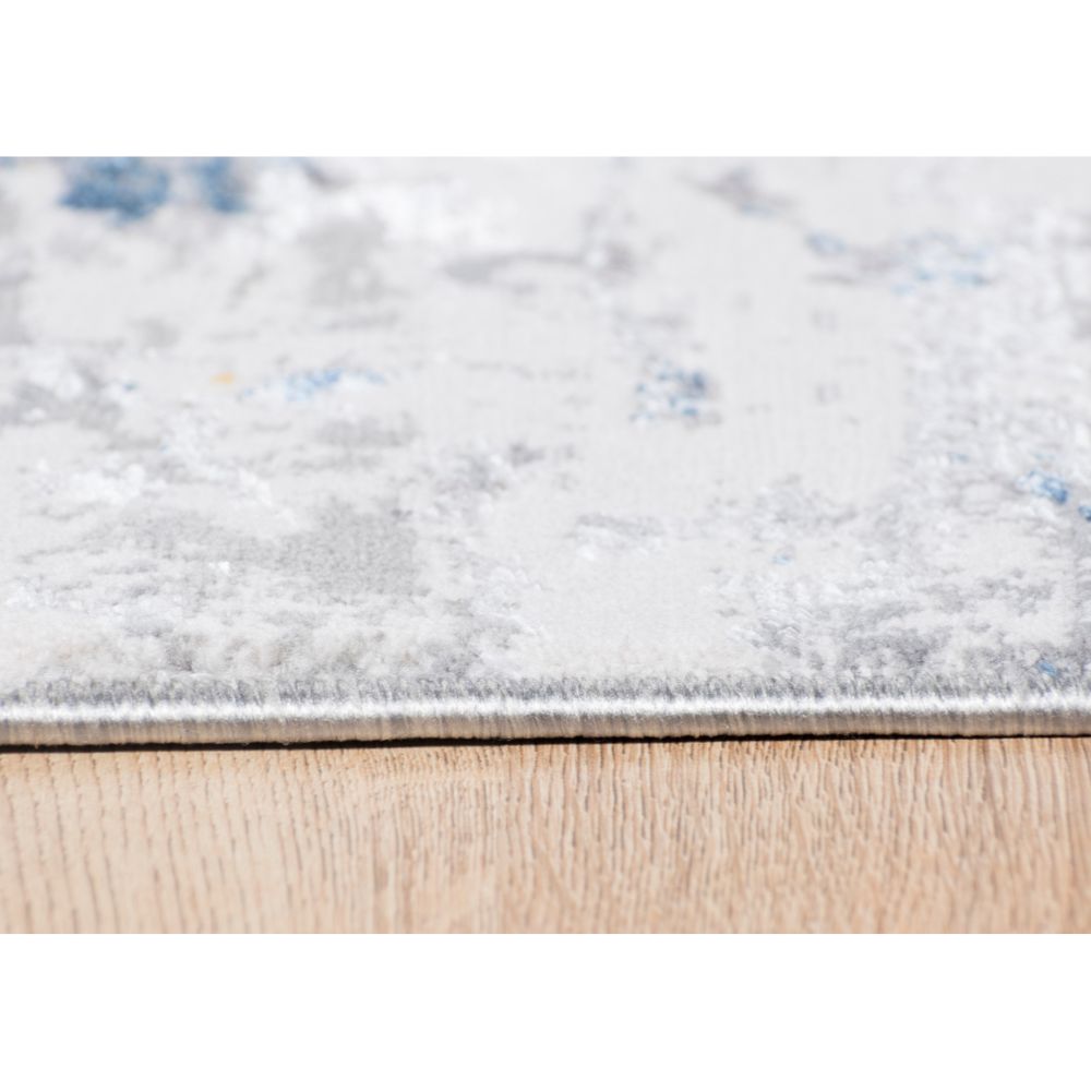 Tapete decorativo colección Adara T2255 rectangular en poliéster color crema azul