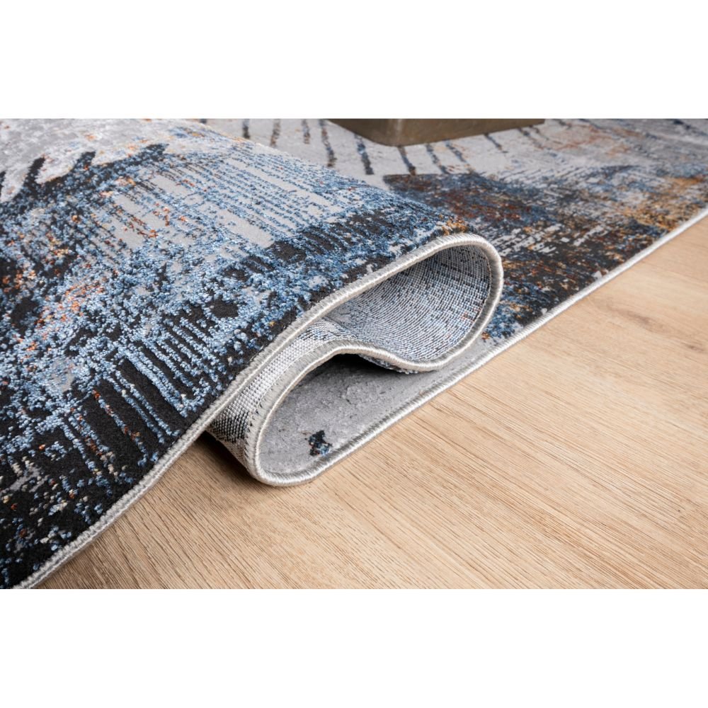 Tapete decorativo Adara T2256 rectangular de poliéster con patrón gris, crema y oro