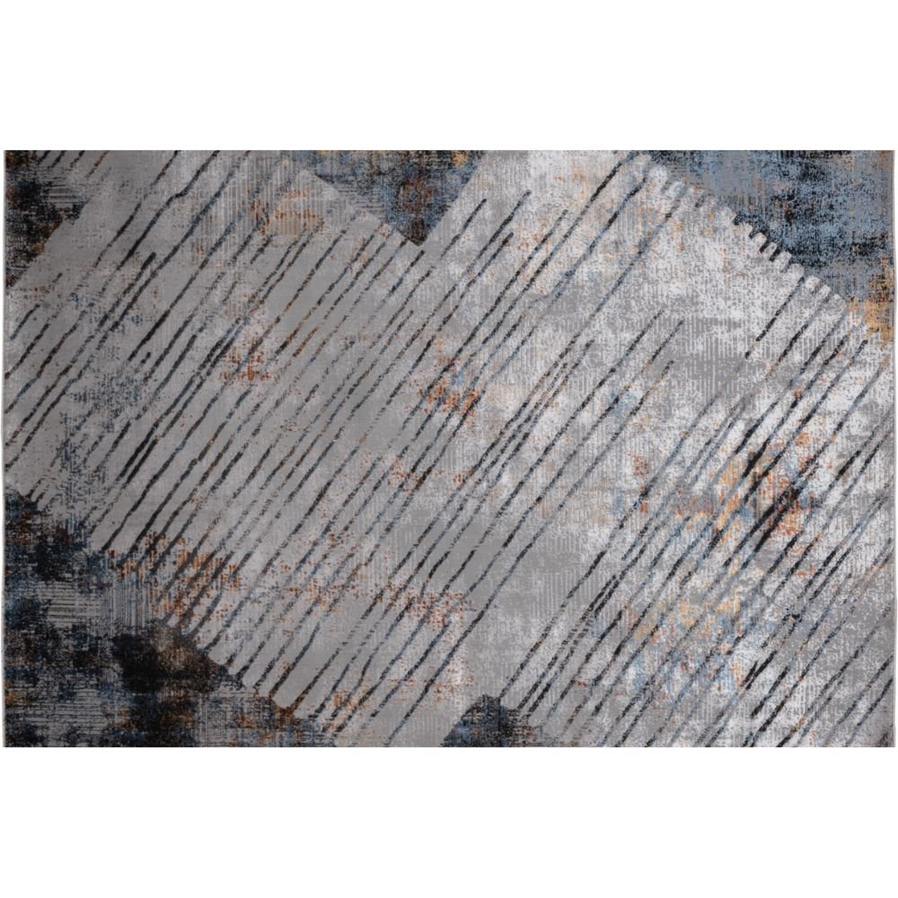 Tapete decorativo Adara T2256 rectangular de poliéster con patrón gris, crema y oro
