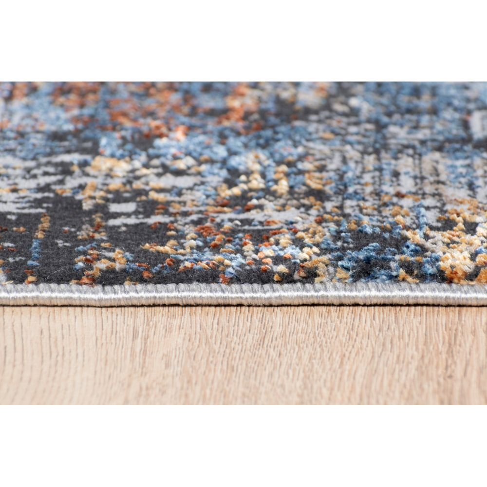 Tapete decorativo Adara T2256 rectangular de poliéster con patrón gris, crema y oro