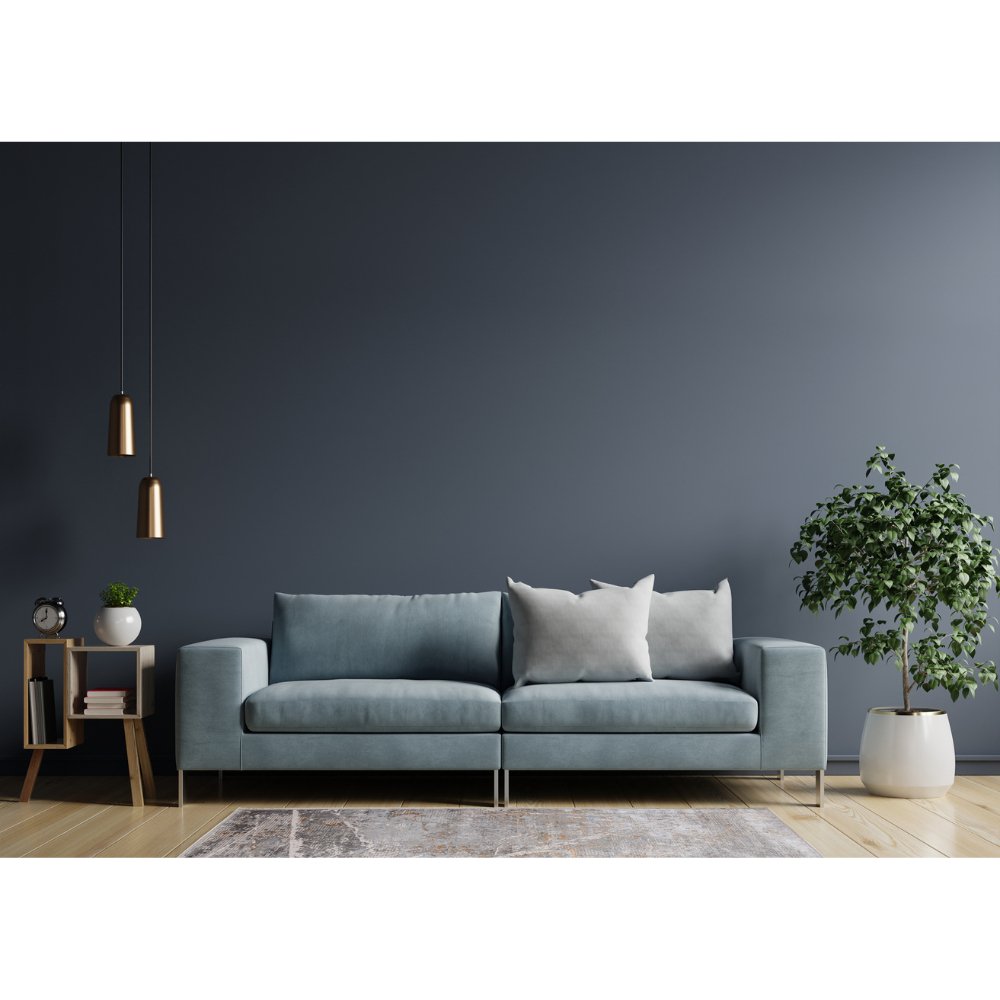 Tapete decorativo colección Adara rectangular en poliéster gris oro de pelo corto