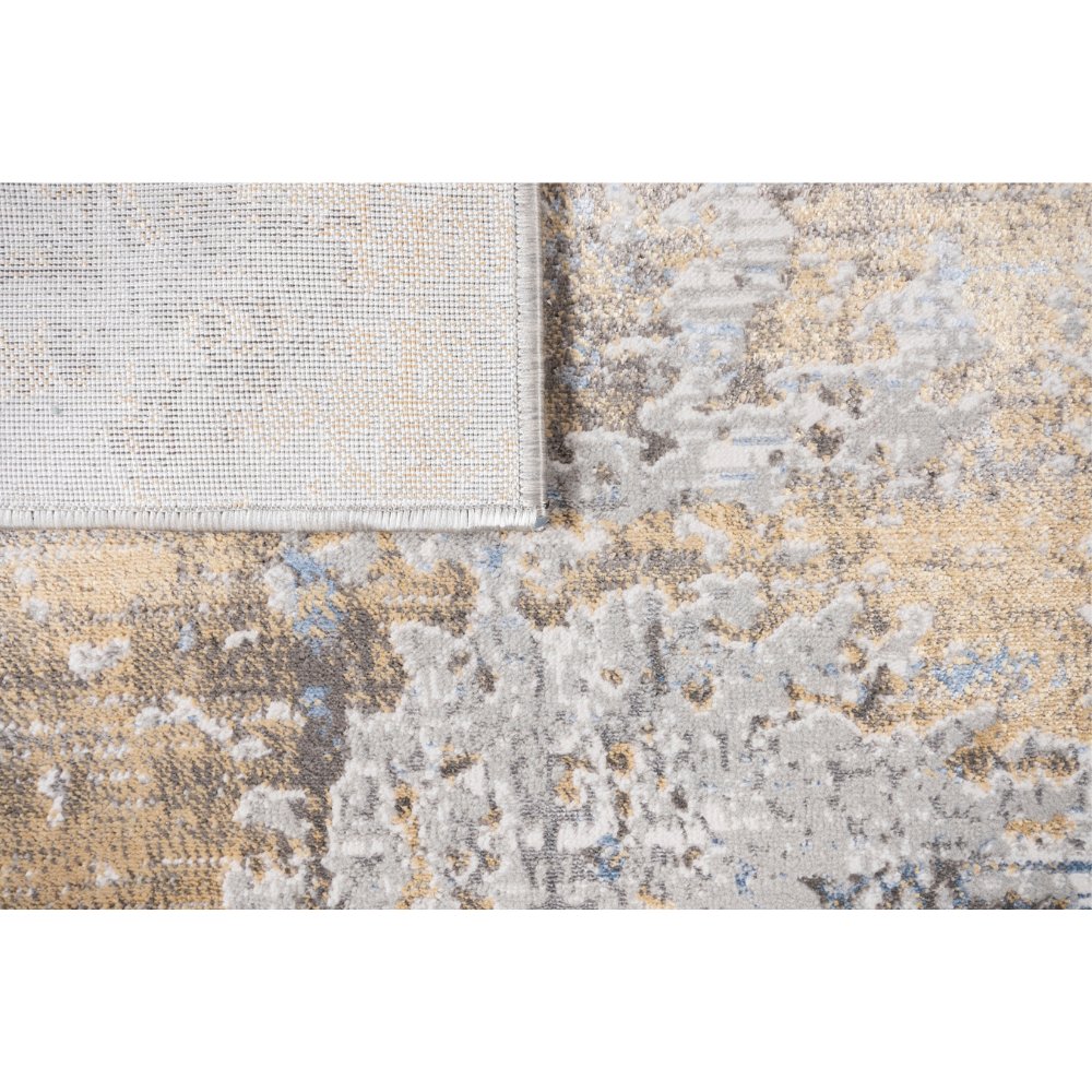 Tapete decorativo colección Adara T2260 rectangular de poliéster en tonos gris, verde y oro