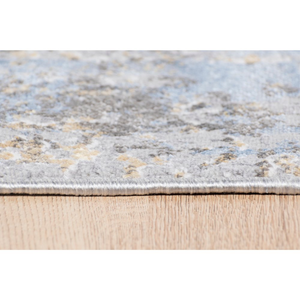 Tapete decorativo colección Adara T2260 rectangular de poliéster en tonos gris, verde y oro
