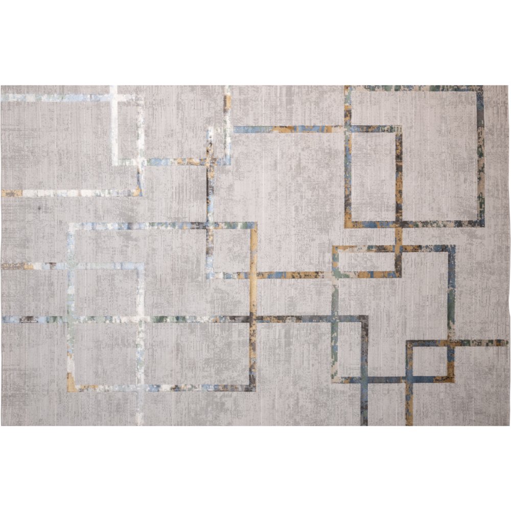 Tapete colección Adara T2261 rectangular de poliéster pelo corto en tono verde oro