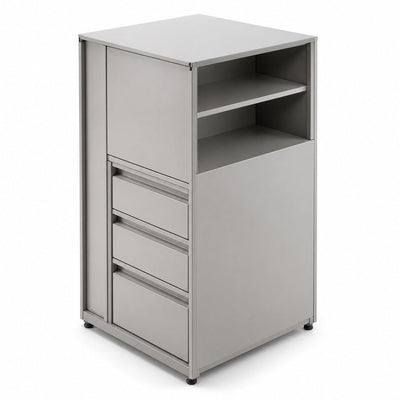 Librero a Piso Cuerpo Metálico para Oficina - GEBESA ARKA - Altura 115 cm - Mano Derecha - GEA462115R - GEBESA - NOGAL BEAT - Librero