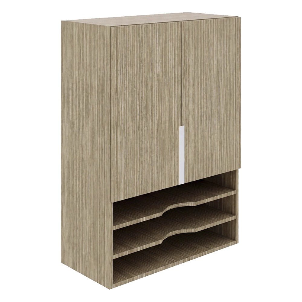 Librero Medio a Cubierta con Entrepaños de Resaque para Oficina Ejecutiva - GEBESA BENTO - Frente 75 cm - Altura 105 cm - Cuerpo de Aglomerado - GCB432105 - GEBESA - NOGAL BEAT - Librero