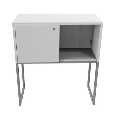 Librero de oficina OFIK URBAN 889 en melamina con soporte de acero y jaladeras de metal.