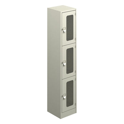 Locker Metálico para Área de Personal - GEBESA ARCHIVO Y ALMACENAJE - Frente 36 cm - 3 Puertas con Malla 3B - GAA753 - GEBESA - NOGAL BEAT - Archivero