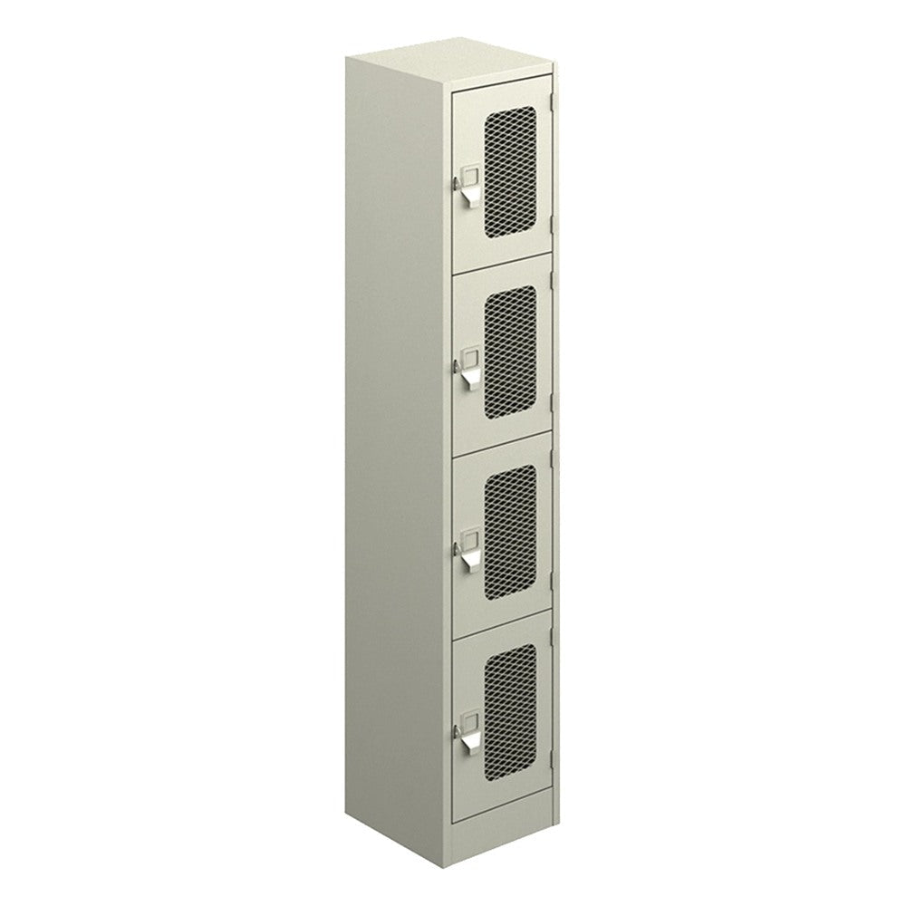 Locker Metálico para Planta Industrial - GEBESA ARCHIVO Y ALMACENAJE - Frente 36 cm - 4 Puertas con Malla 3B - GAA754 - GEBESA - NOGAL BEAT - Archivero
