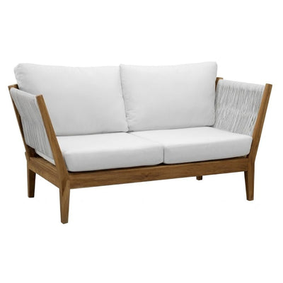 Love Seat de Terraza para Áreas de Estar - NOGAL BEAT ROMA - Blanco - Teca y Polyrattan - LOVE SEAT ROMA Blanco - CAMCO - NOGAL BEAT - Sofá de Terraza