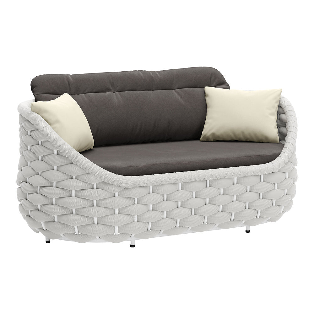 Love Seat de Terraza para Cafetería 2 Plazas - ZUO CORAL REEF - Gris - Asiento y Respaldo Tapizados con Tela para Exterior - 704026 - Zuo - NOGAL BEAT - Sofá de Terraza