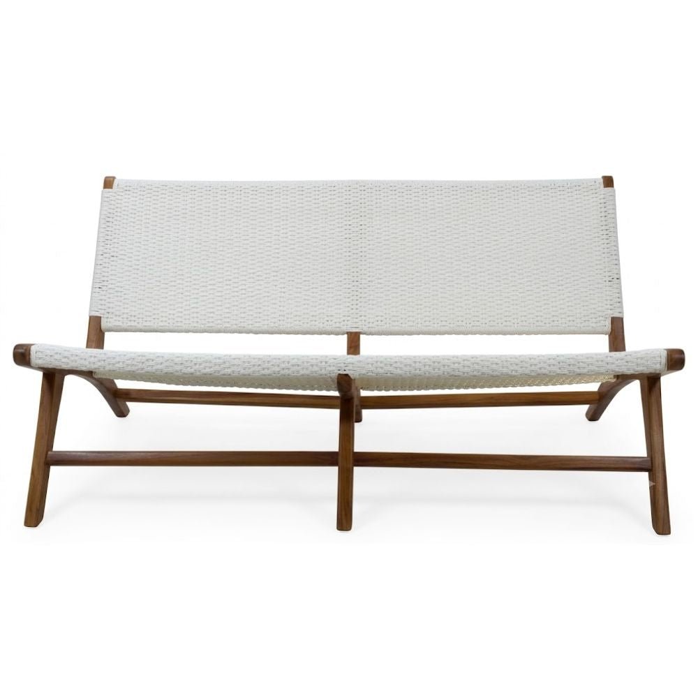 Love Seat de Terraza para Cafetería - NOGAL BEAT LAZY - Varios Colores - Teca y Polyrattan - LOVE SEAT LAZY Blanco - CAMCO - NOGAL BEAT - Sofá de Terraza