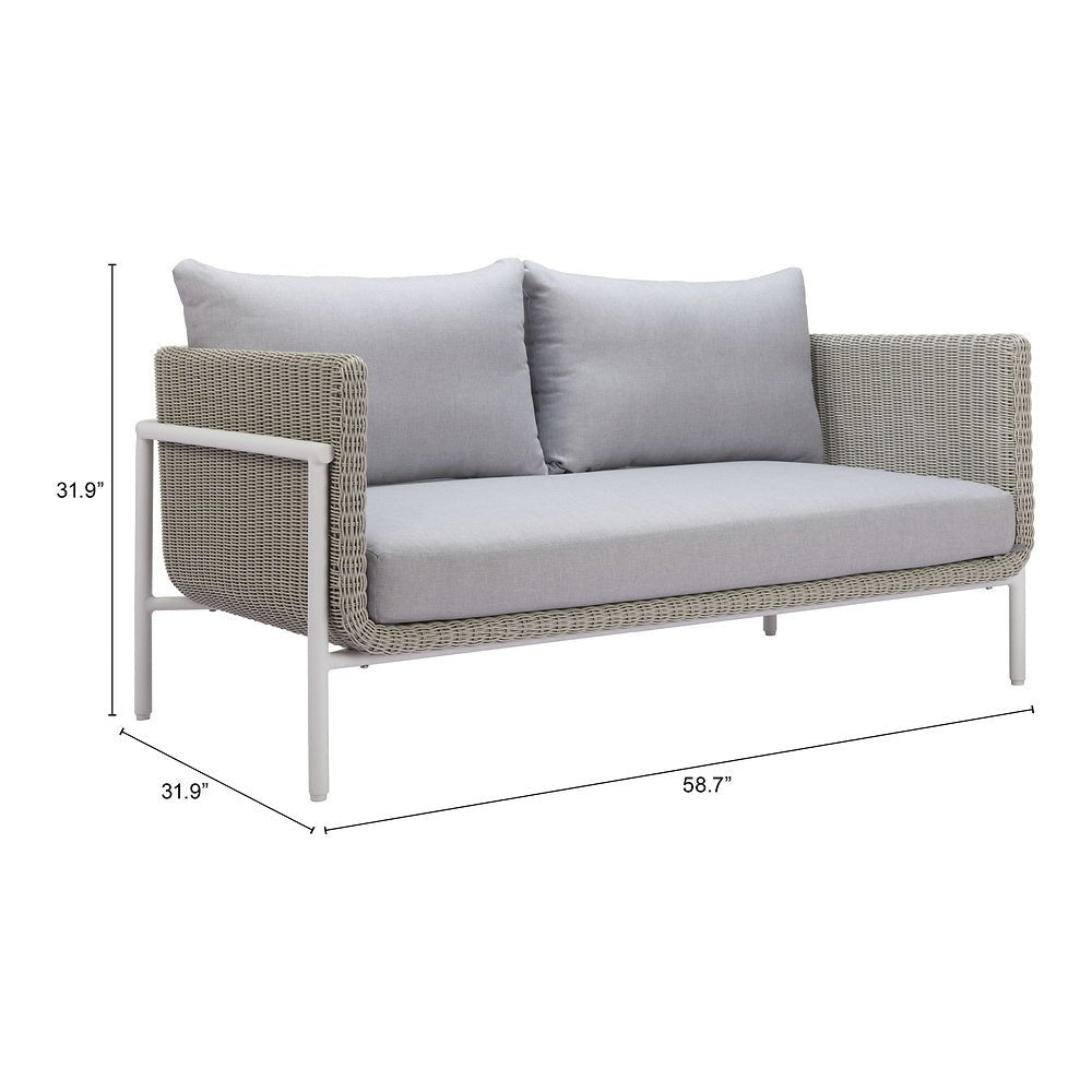 Love Seat de Terraza para Roof Garden 2 Plazas - ZUO FRAIS - Gris - Asiento y Respaldo Tapizados con Tela para Exterior - 704016 - Zuo - NOGAL BEAT - Sofá de Terraza
