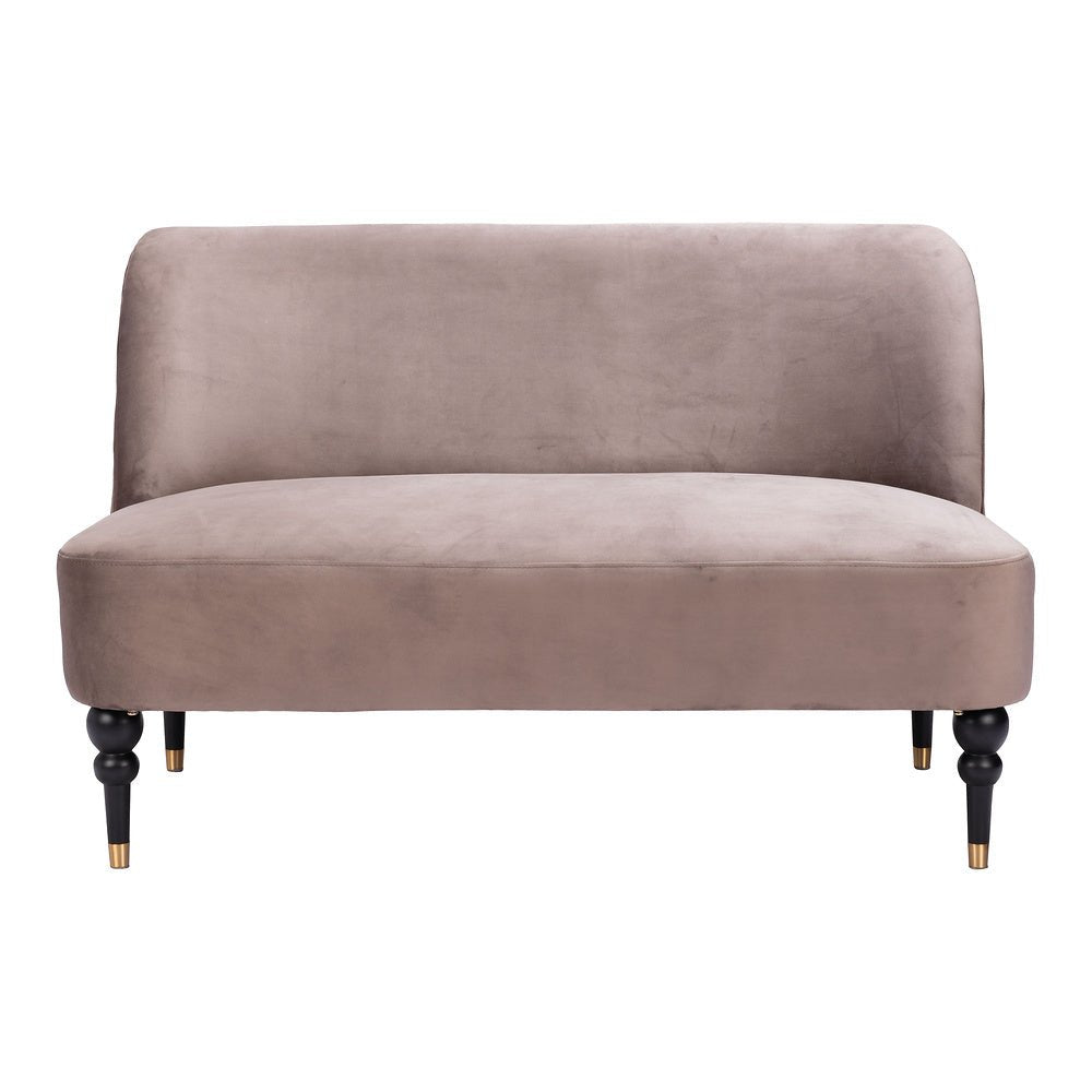 Love Seat para Consultorio 2 Plazas - ZUO BINTULU - Taupe - Asiento y Respaldo Tapizados en Tela Tipo Terciopelo - 109982 - Zuo - NOGAL BEAT - Sillón Ocasional
