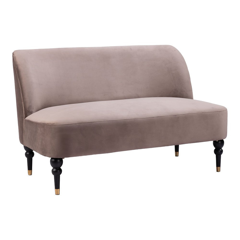 Love Seat para Consultorio 2 Plazas - ZUO BINTULU - Taupe - Asiento y Respaldo Tapizados en Tela Tipo Terciopelo - 109982 - Zuo - NOGAL BEAT - Sillón Ocasional