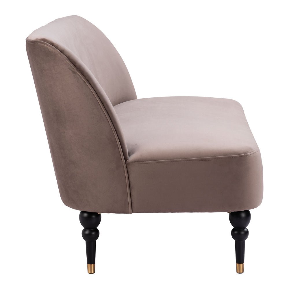 Love Seat para Consultorio 2 Plazas - ZUO BINTULU - Taupe - Asiento y Respaldo Tapizados en Tela Tipo Terciopelo - 109982 - Zuo - NOGAL BEAT - Sillón Ocasional