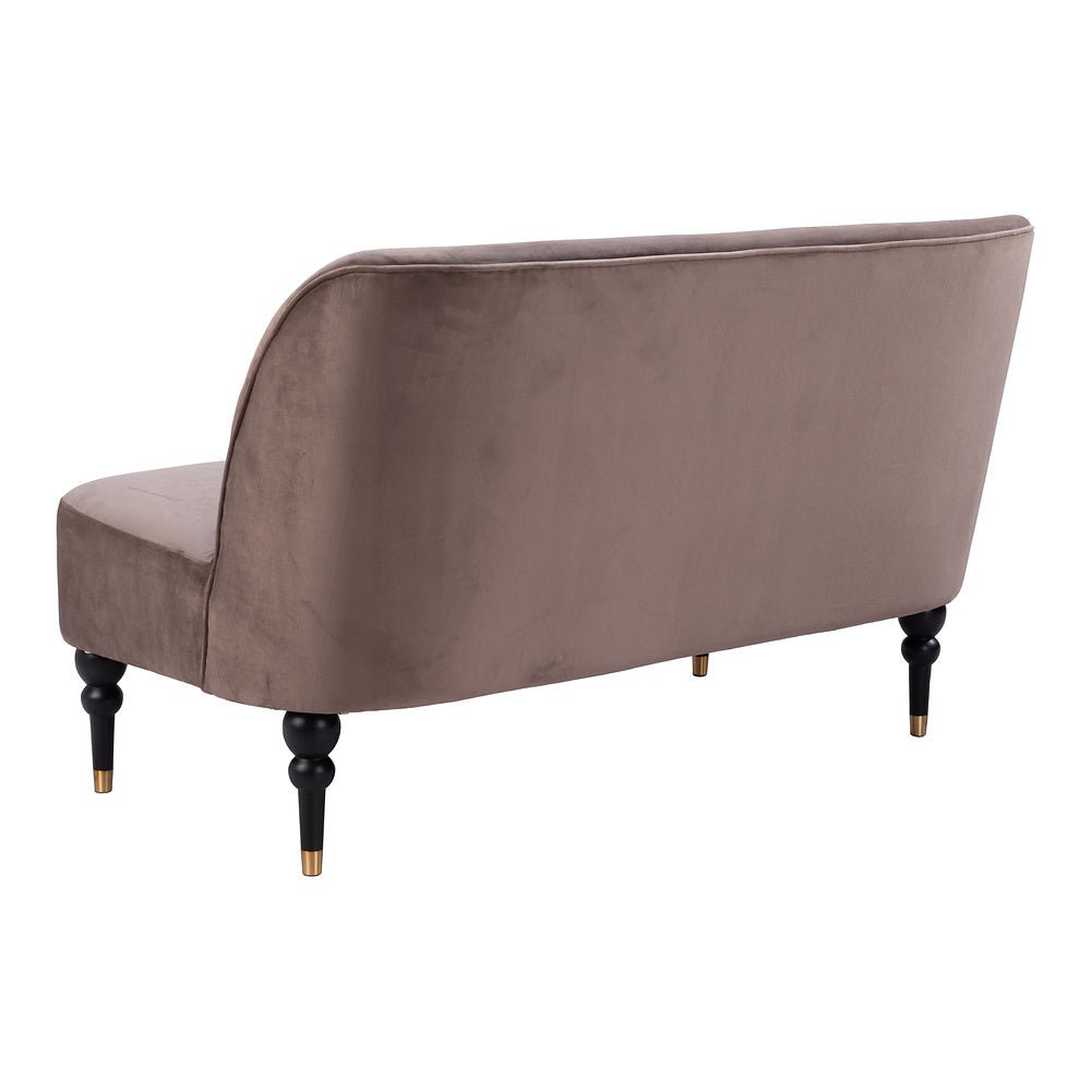 Love Seat para Consultorio 2 Plazas - ZUO BINTULU - Taupe - Asiento y Respaldo Tapizados en Tela Tipo Terciopelo - 109982 - Zuo - NOGAL BEAT - Sillón Ocasional