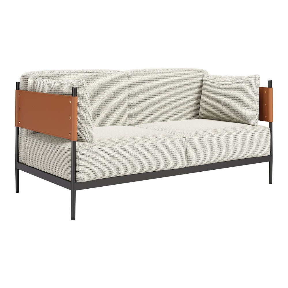 Love Seat para Salón de Belleza 2 Plazas - ZUO STIRBE - Gris - Asiento y Respaldo Tapizados en Piel Sintética - 110345 - Zuo - NOGAL BEAT - Sillón Ocasional