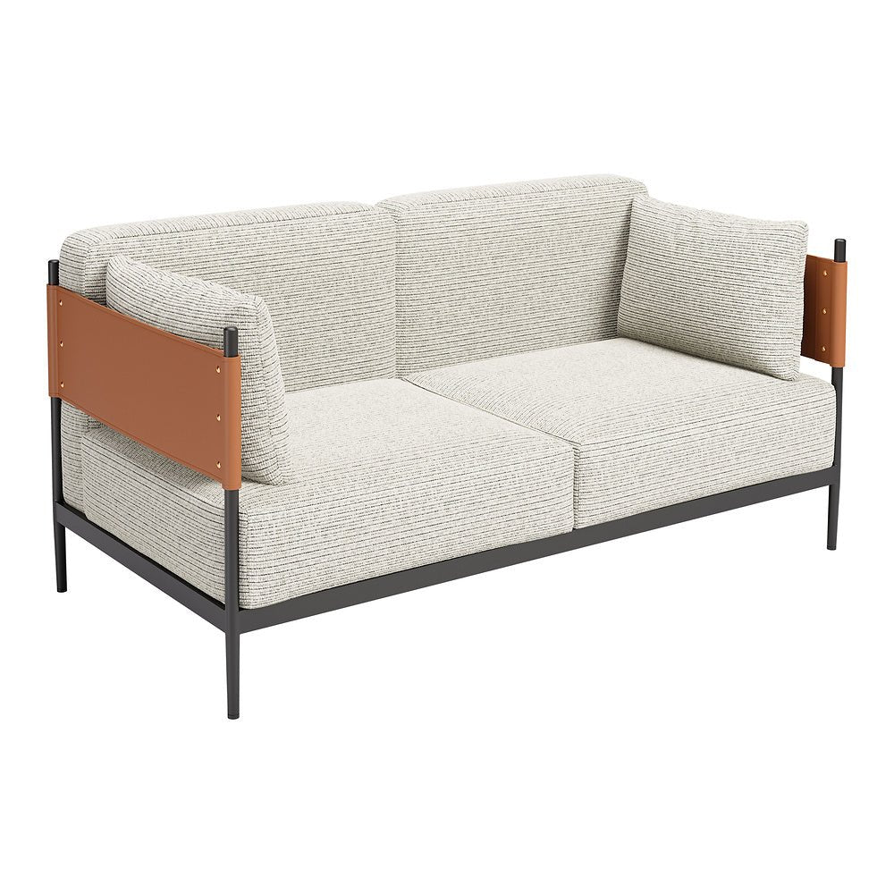 Love Seat para Salón de Belleza 2 Plazas - ZUO STIRBE - Gris - Asiento y Respaldo Tapizados en Piel Sintética - 110345 - Zuo - NOGAL BEAT - Sillón Ocasional