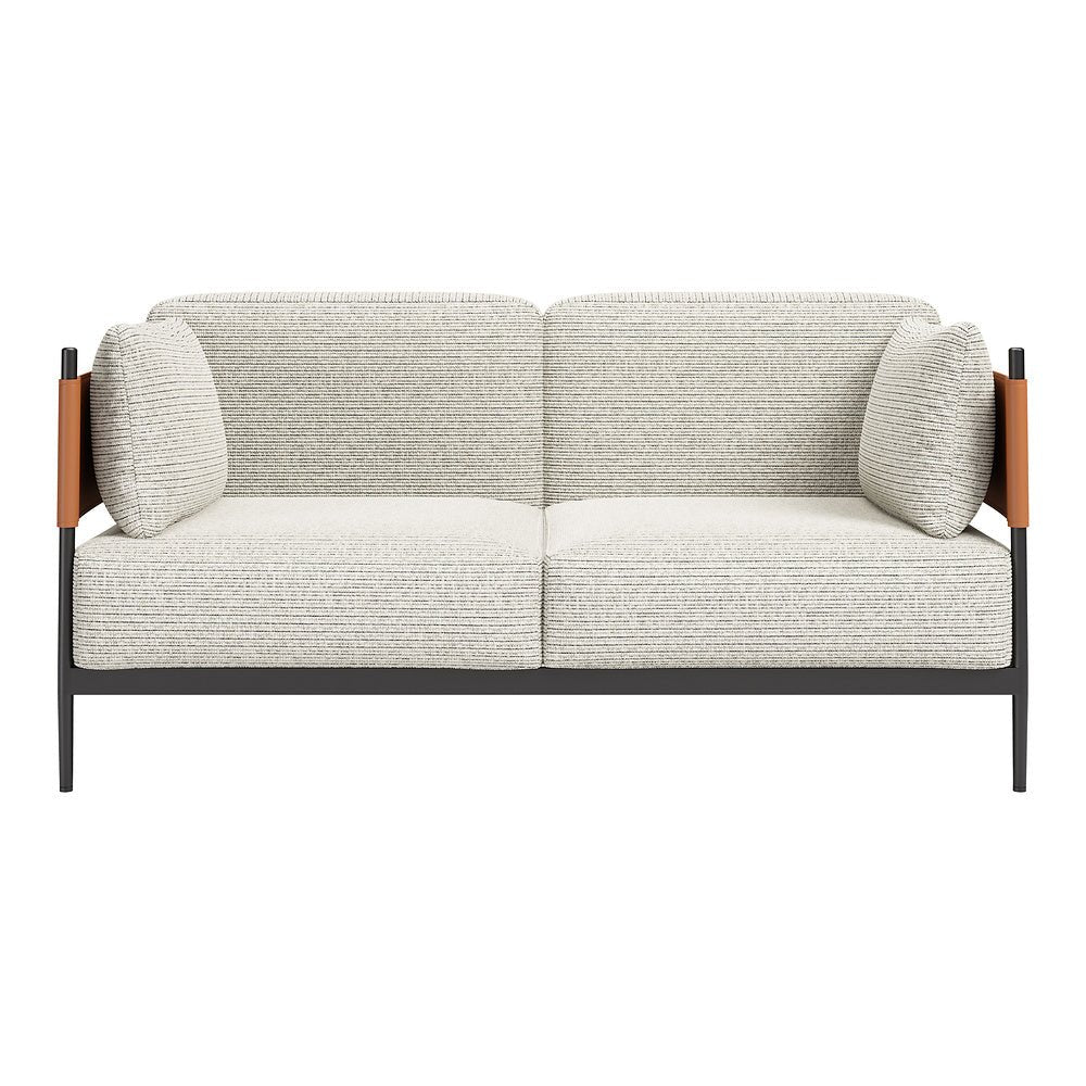 Love Seat para Salón de Belleza 2 Plazas - ZUO STIRBE - Gris - Asiento y Respaldo Tapizados en Piel Sintética - 110345 - Zuo - NOGAL BEAT - Sillón Ocasional