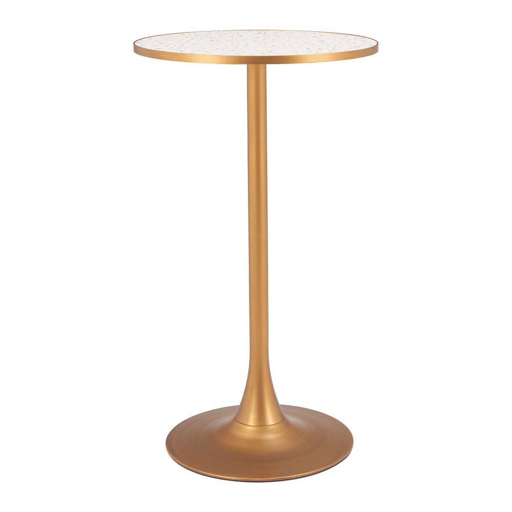 Mesa Alta para Bar - ZUO BITE - Varios Colores - Cubierta de MDF Símil Terrazo y Estructura de Acero con Recubrimiento en Polvo - 110402 - Zuo - NOGAL BEAT - Mesa Comercial Interior