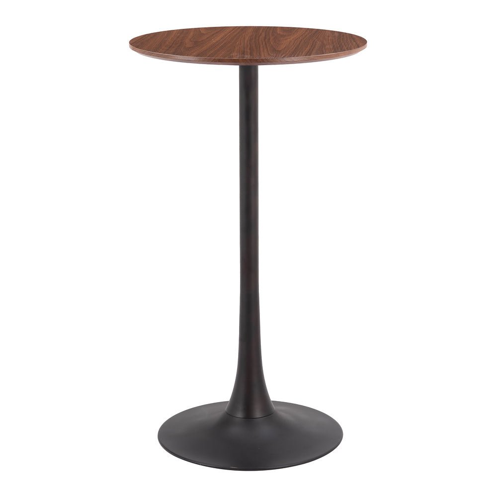 Mesa Alta para Barra de Cafetería - ZUO AURAY - Varios Colores - Cubierta de MDF Símil Madera y Estructura de Acero con Recubrimiento en Polvo - 109830 - Zuo - NOGAL BEAT - Mesa Comercial Interior