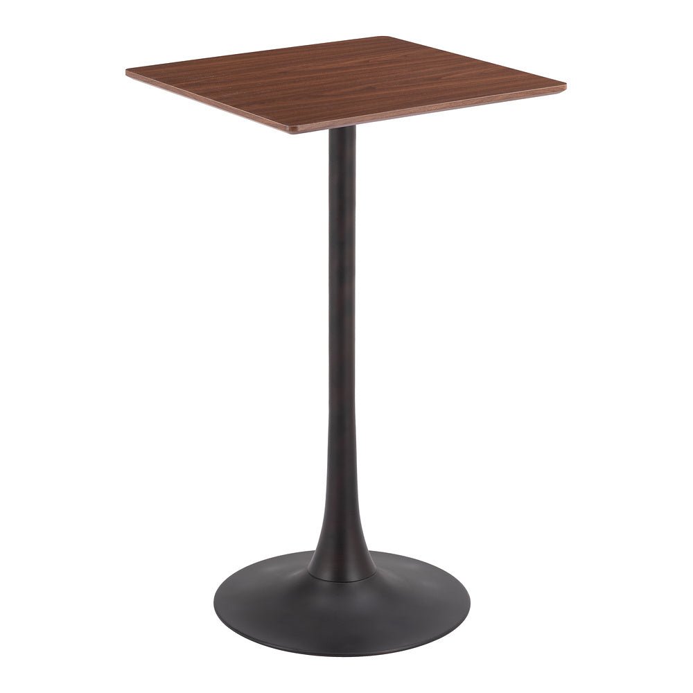 Mesa Alta para Snack Bar - ZUO VALLETA - Varios Colores - Cubierta de MDF Símil Madera y Estructura de Acero con Recubrimiento en Polvo - 109832 - Zuo - NOGAL BEAT - Mesa Comercial Interior
