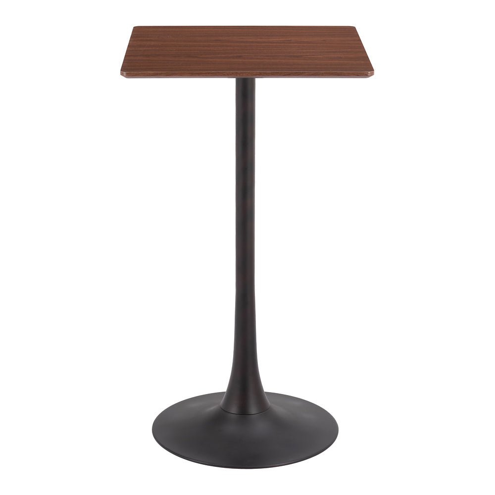 Mesa Alta para Snack Bar - ZUO VALLETA - Varios Colores - Cubierta de MDF Símil Madera y Estructura de Acero con Recubrimiento en Polvo - 109832 - Zuo - NOGAL BEAT - Mesa Comercial Interior