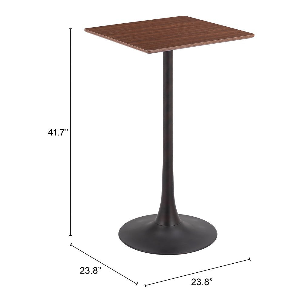 Mesa Alta para Snack Bar - ZUO VALLETA - Varios Colores - Cubierta de MDF Símil Madera y Estructura de Acero con Recubrimiento en Polvo - 109832 - Zuo - NOGAL BEAT - Mesa Comercial Interior