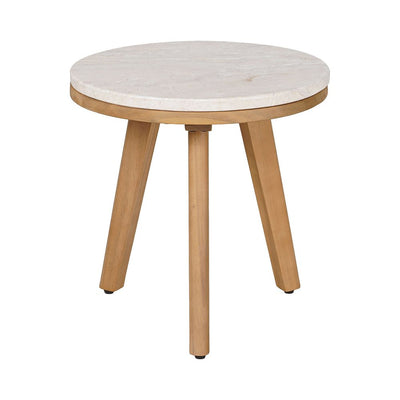 Mesa Auxiliar de Terraza para Áreas de Estar - ZUO SIRO - Natural - Cubierta de Travertino Laminado y Estructura de Acacia Maciza - 704179 - Zuo - NOGAL BEAT - Mesa de Terraza
